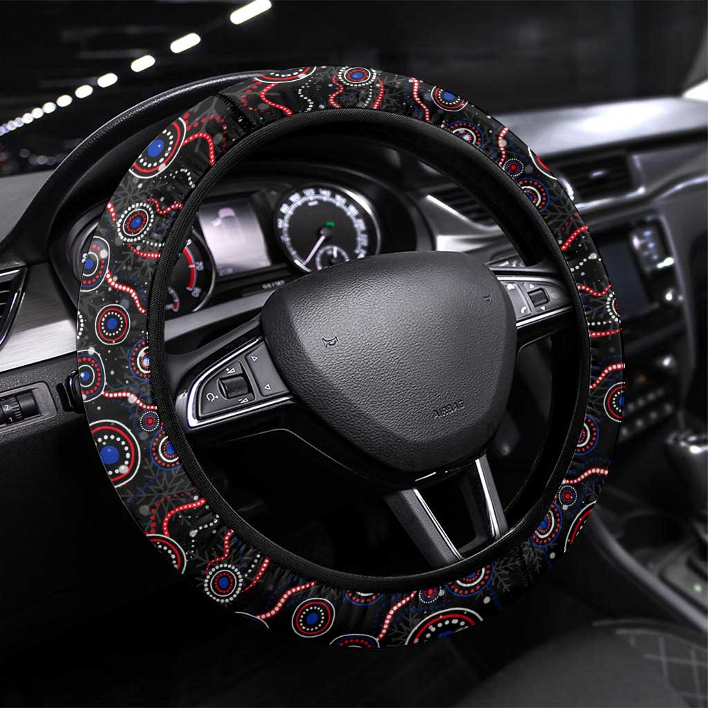 Merry Christmas AFL Bulldogs Steering Wheel Cover Aboriginal Santa Football Mascot