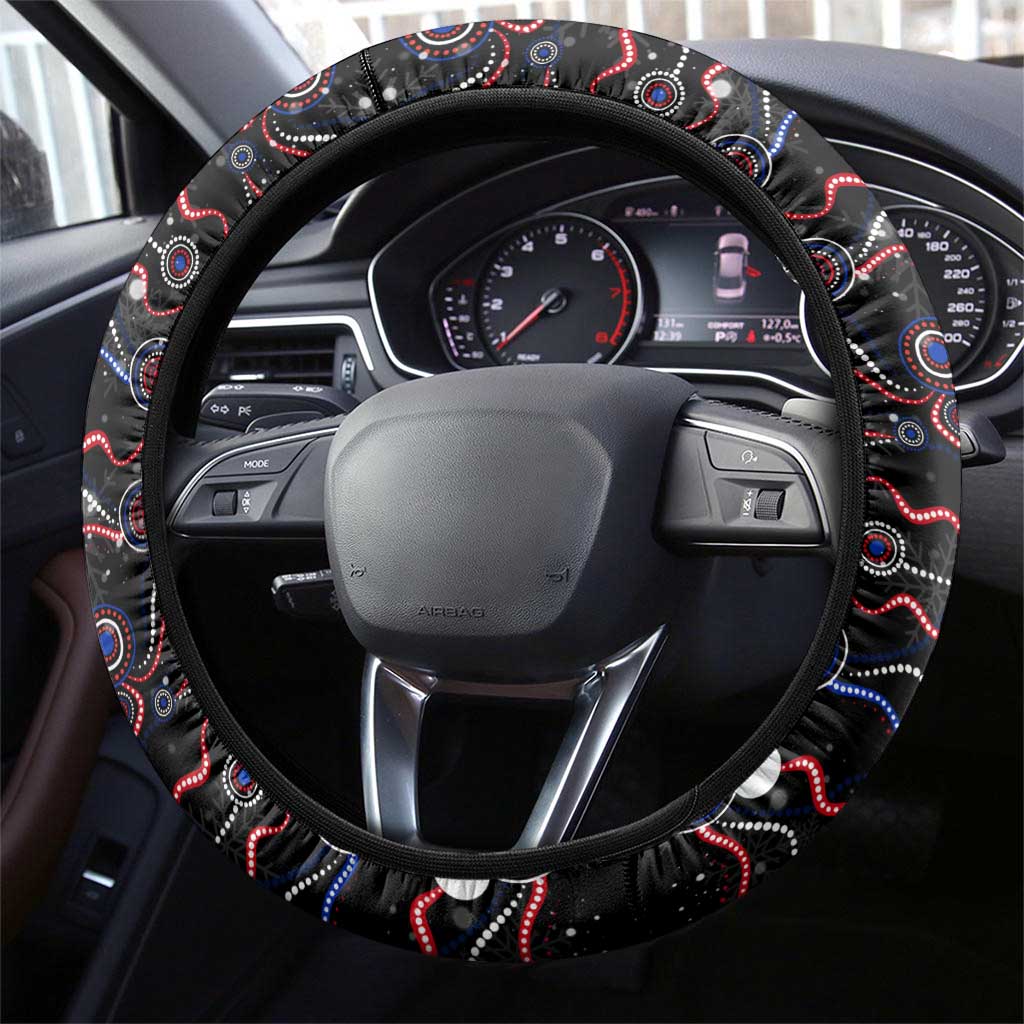 Merry Christmas AFL Bulldogs Steering Wheel Cover Aboriginal Santa Football Mascot