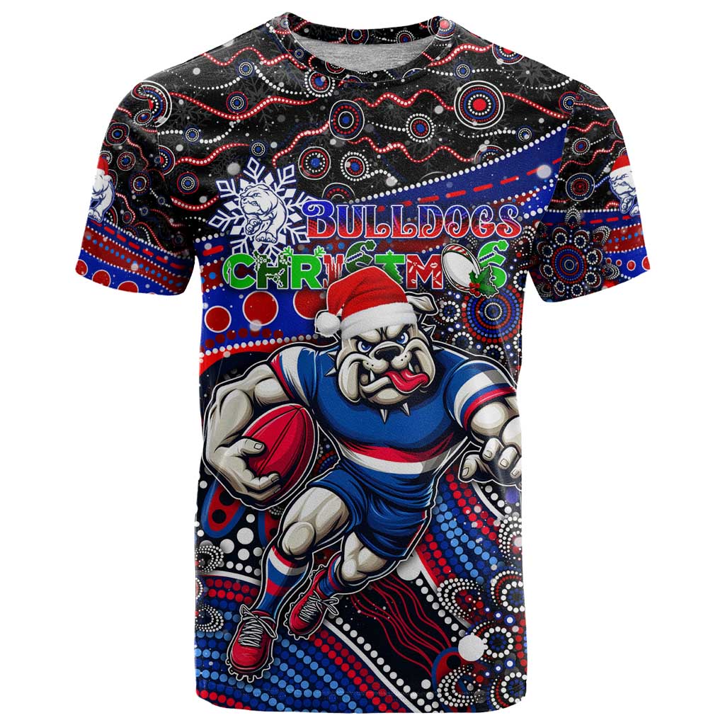 Merry Christmas AFL Bulldogs T Shirt Aboriginal Santa Football Mascot