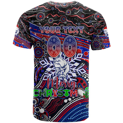 Merry Christmas AFL Bulldogs T Shirt Aboriginal Santa Football Mascot