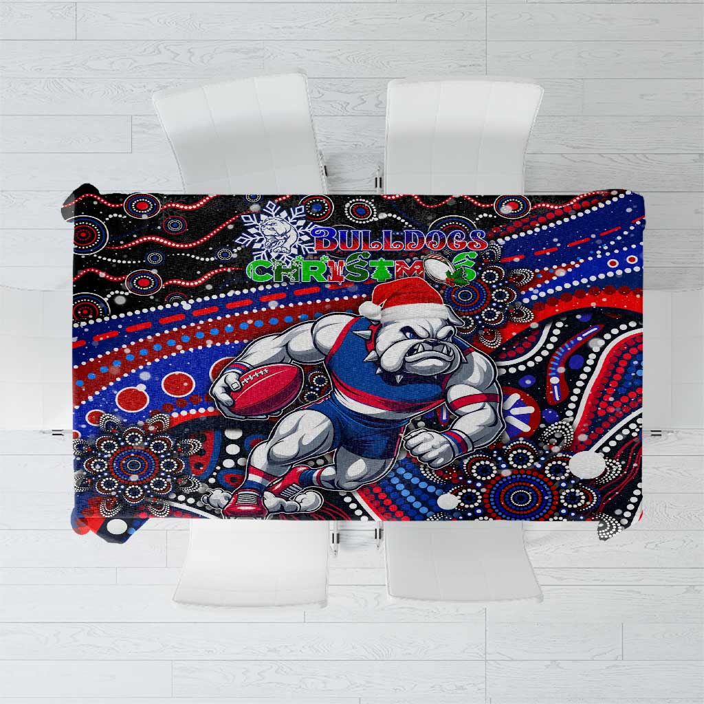 Merry Christmas AFL Bulldogs Tablecloth Aboriginal Santa Football Mascot