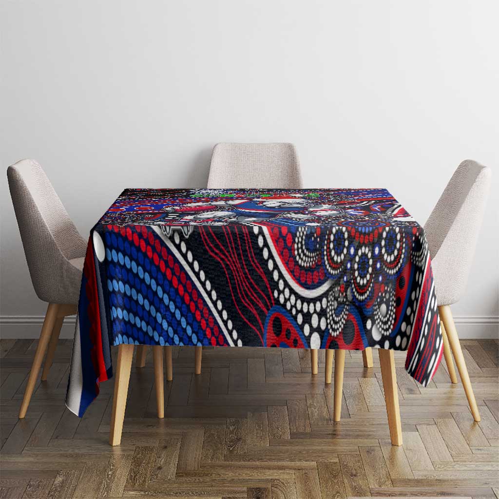 Merry Christmas AFL Bulldogs Tablecloth Aboriginal Santa Football Mascot