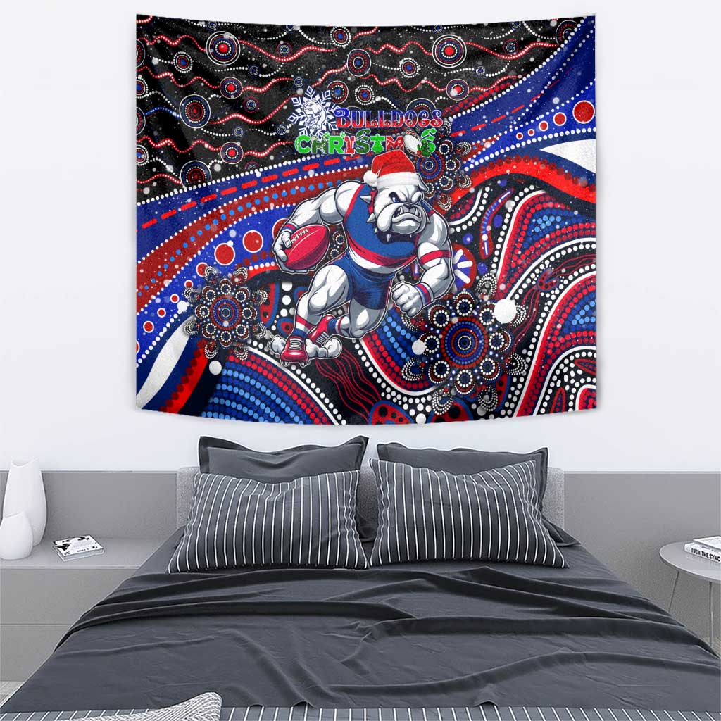 Merry Christmas AFL Bulldogs Tapestry Aboriginal Santa Football Mascot