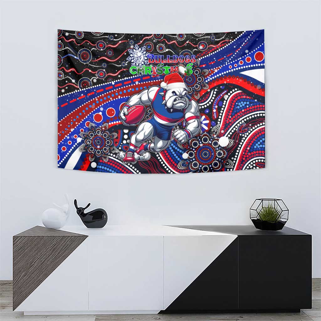 Merry Christmas AFL Bulldogs Tapestry Aboriginal Santa Football Mascot