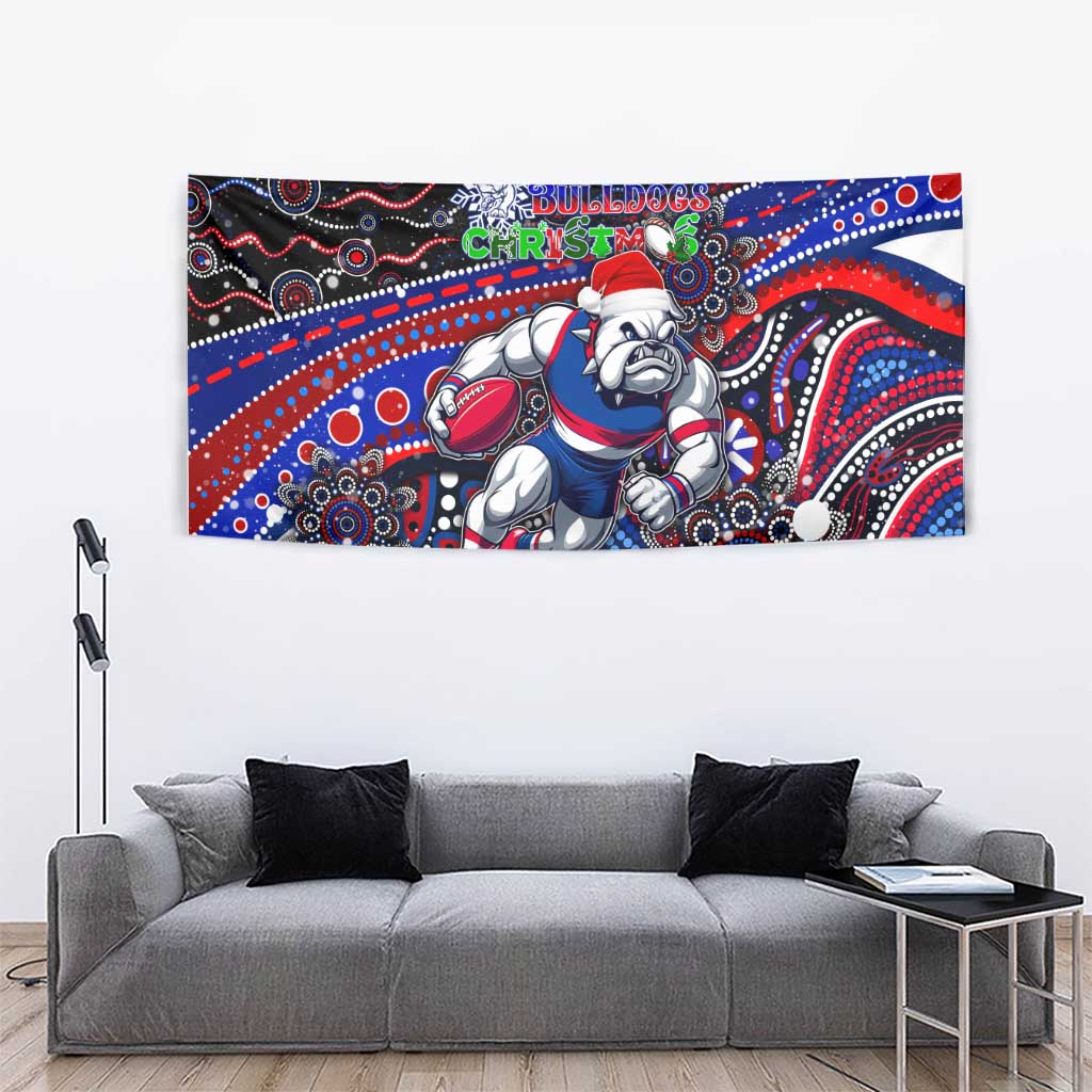 Merry Christmas AFL Bulldogs Tapestry Aboriginal Santa Football Mascot
