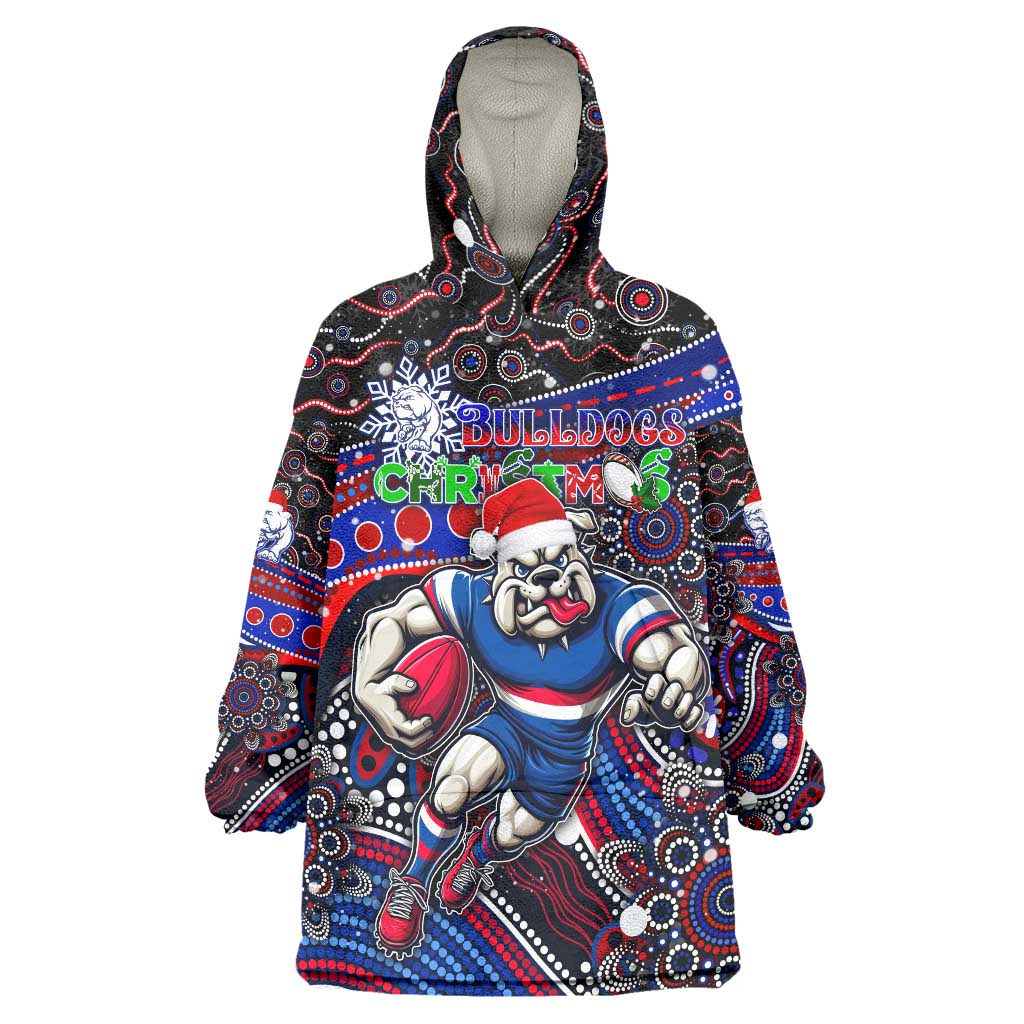 Merry Christmas AFL Bulldogs Wearable Blanket Hoodie Aboriginal Santa Football Mascot
