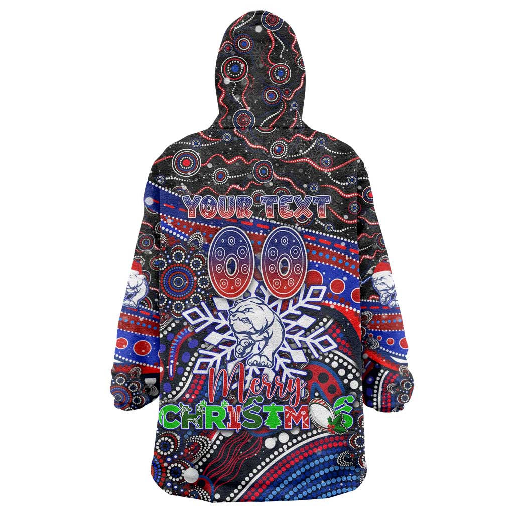 Merry Christmas AFL Bulldogs Wearable Blanket Hoodie Aboriginal Santa Football Mascot