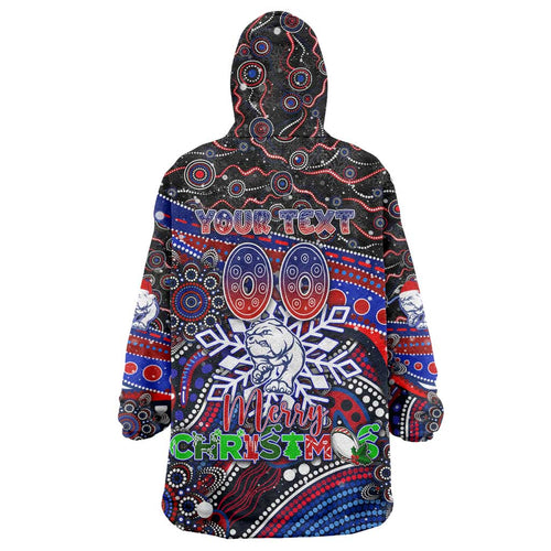 Merry Christmas AFL Bulldogs Wearable Blanket Hoodie Aboriginal Santa Football Mascot