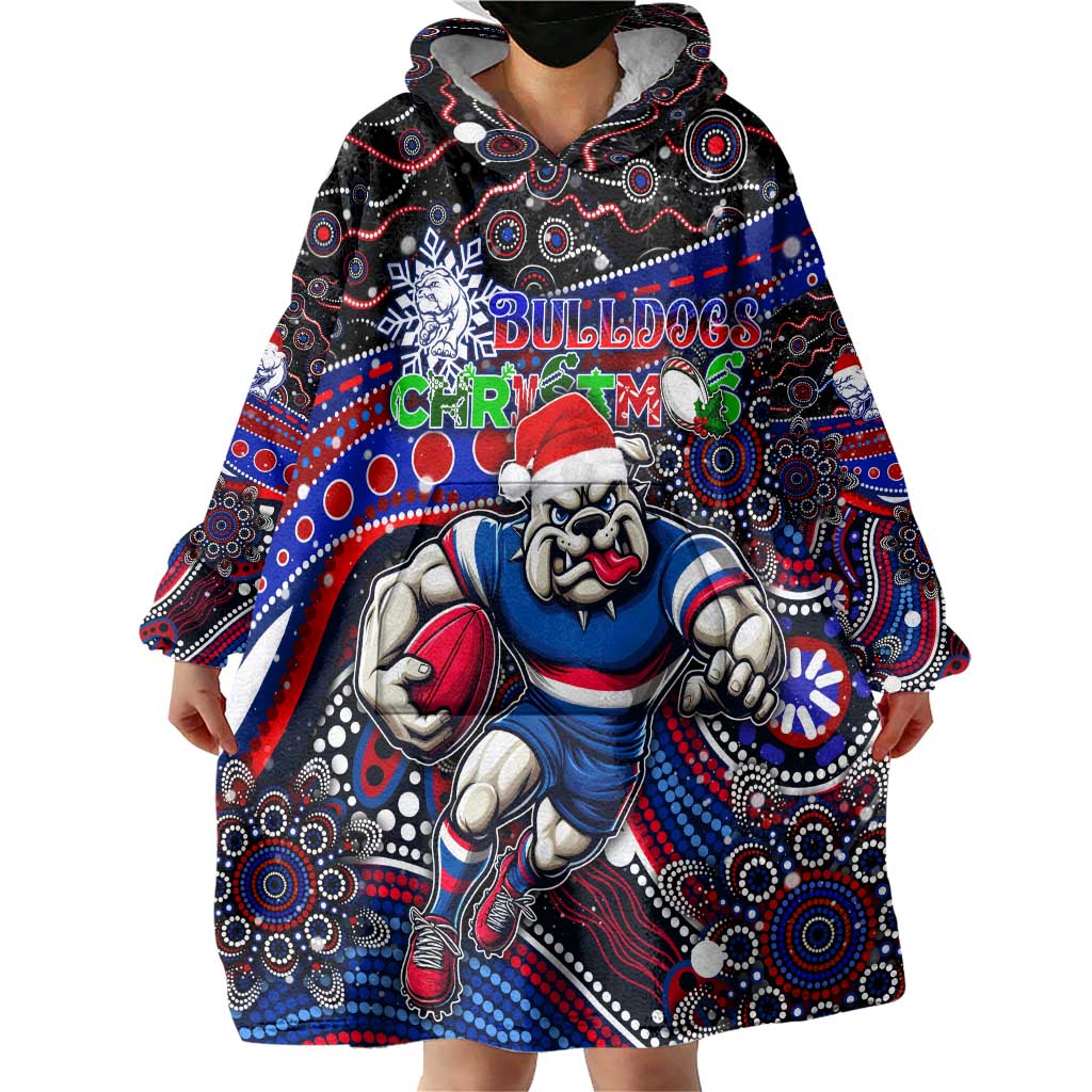Merry Christmas AFL Bulldogs Wearable Blanket Hoodie Aboriginal Santa Football Mascot