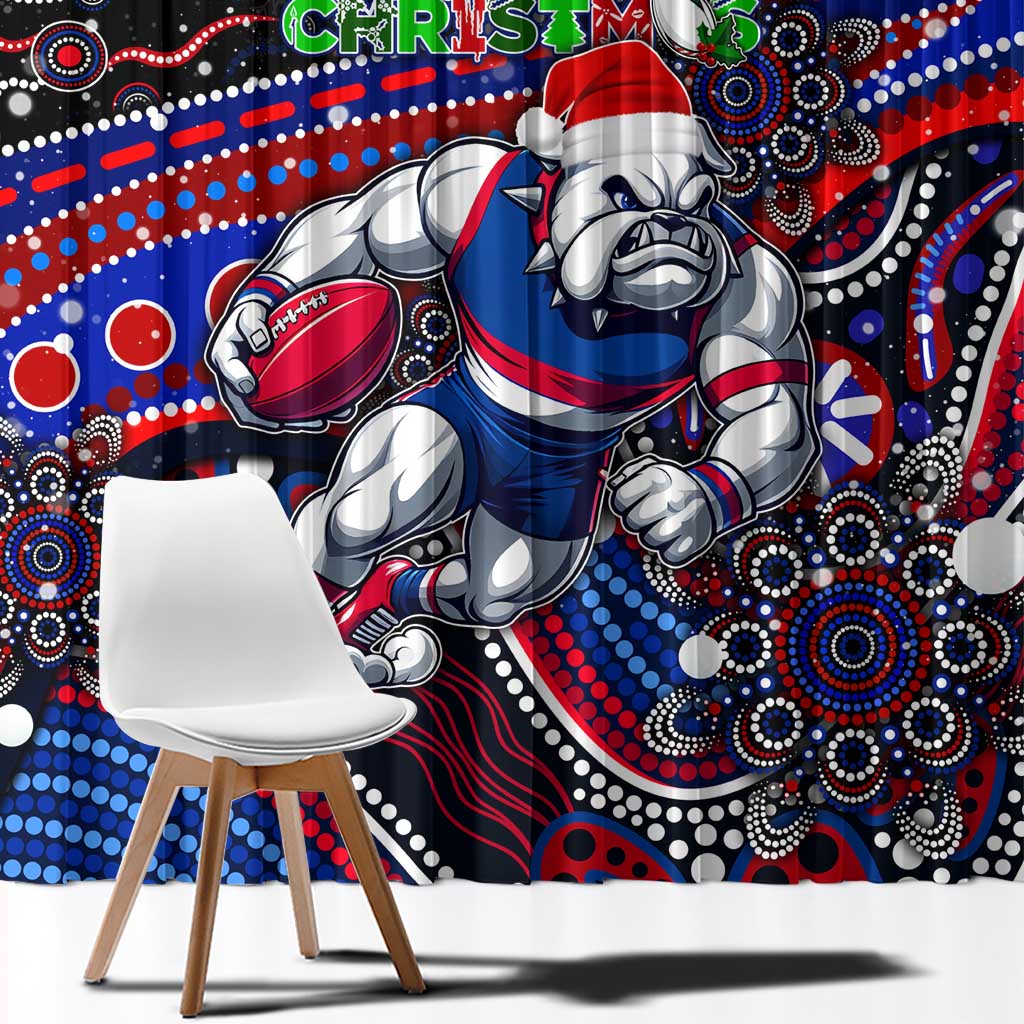 Merry Christmas AFL Bulldogs Window Curtain Aboriginal Santa Football Mascot