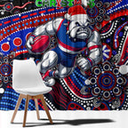Merry Christmas AFL Bulldogs Window Curtain Aboriginal Santa Football Mascot