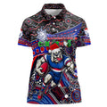 Merry Christmas AFL Bulldogs Women Polo Shirt Aboriginal Santa Football Mascot