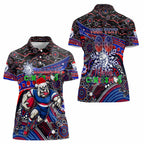 Merry Christmas AFL Bulldogs Women Polo Shirt Aboriginal Santa Football Mascot