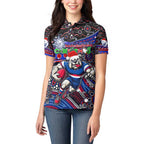 Merry Christmas AFL Bulldogs Women Polo Shirt Aboriginal Santa Football Mascot