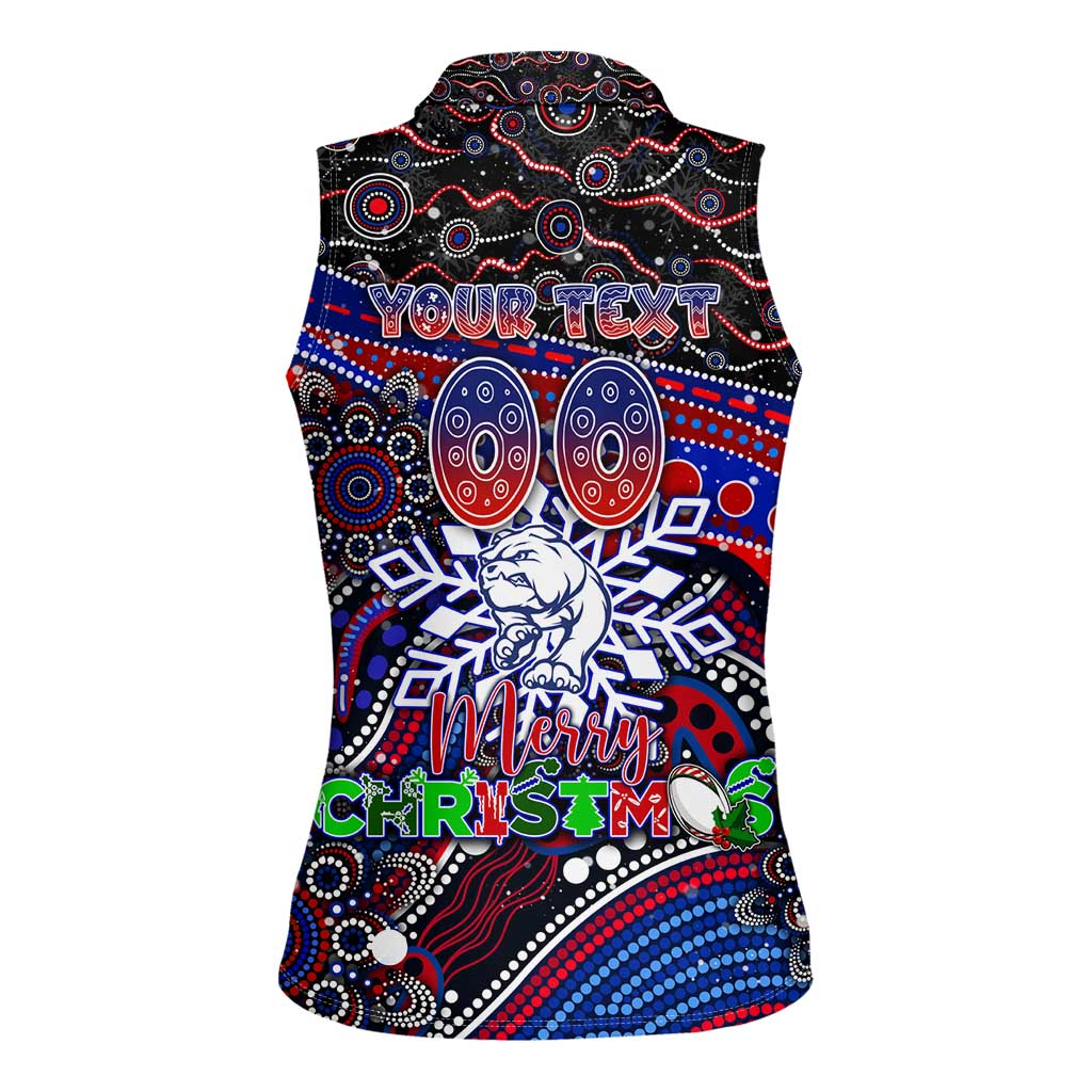 Merry Christmas AFL Bulldogs Women Sleeveless Polo Shirt Aboriginal Santa Football Mascot