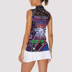 Merry Christmas AFL Bulldogs Women Sleeveless Polo Shirt Aboriginal Santa Football Mascot