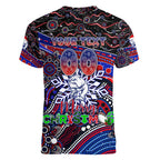 Merry Christmas AFL Bulldogs Women V-Neck T-Shirt Aboriginal Santa Football Mascot