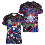 Merry Christmas AFL Bulldogs Women V-Neck T-Shirt Aboriginal Santa Football Mascot
