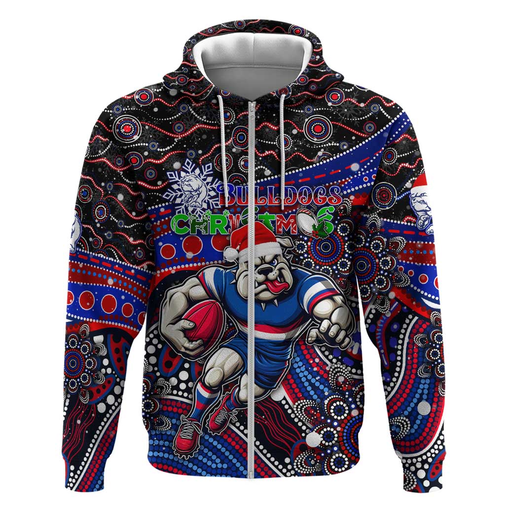 Merry Christmas AFL Bulldogs Zip Hoodie Aboriginal Santa Football Mascot