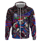 Merry Christmas AFL Bulldogs Zip Hoodie Aboriginal Santa Football Mascot