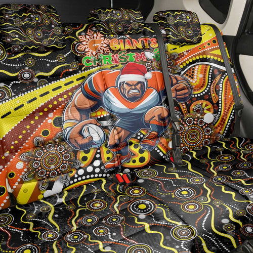 Merry Christmas AFL Giants Back Car Seat Cover Aboriginal Santa Football Mascot