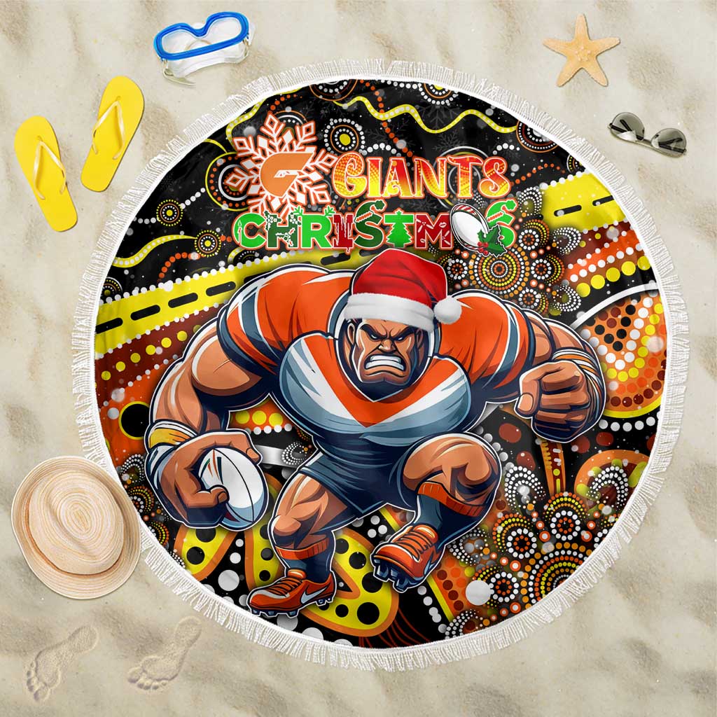 Merry Christmas AFL Giants Beach Blanket Aboriginal Santa Football Mascot
