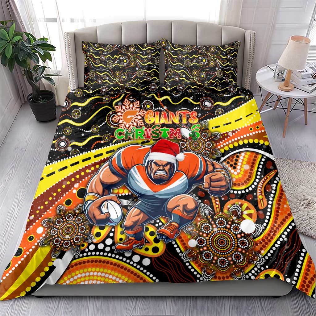 Merry Christmas AFL Giants Bedding Set Aboriginal Santa Football Mascot