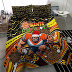 Merry Christmas AFL Giants Bedding Set Aboriginal Santa Football Mascot