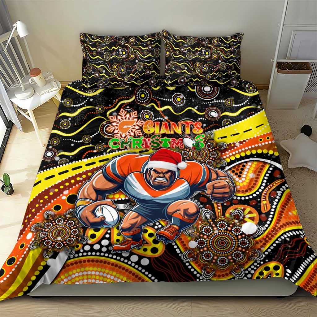Merry Christmas AFL Giants Bedding Set Aboriginal Santa Football Mascot