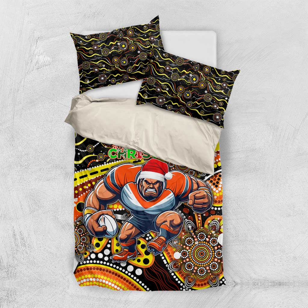 Merry Christmas AFL Giants Bedding Set Aboriginal Santa Football Mascot