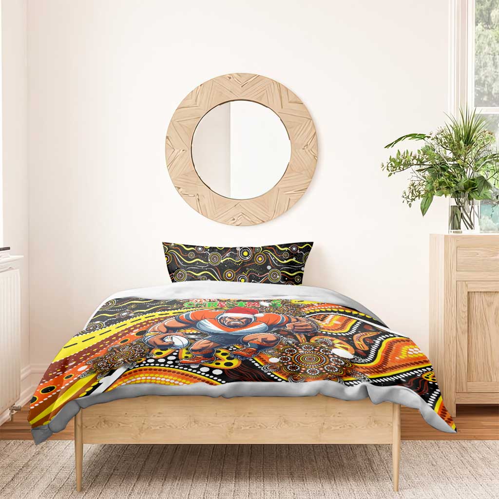 Merry Christmas AFL Giants Bedding Set Aboriginal Santa Football Mascot
