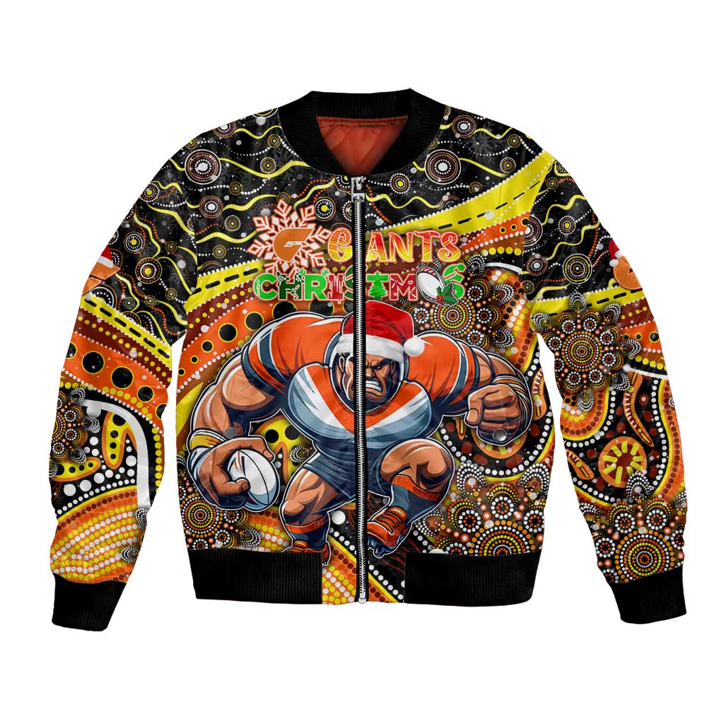 Merry Christmas AFL Giants Bomber Jacket Aboriginal Santa Football Mascot
