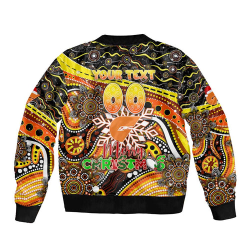 Merry Christmas AFL Giants Bomber Jacket Aboriginal Santa Football Mascot