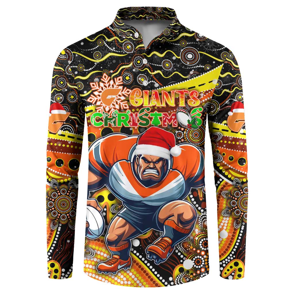 Merry Christmas AFL Giants Button Sweatshirt Aboriginal Santa Football Mascot