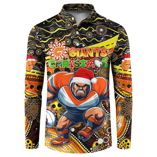 Merry Christmas AFL Giants Button Sweatshirt Aboriginal Santa Football Mascot