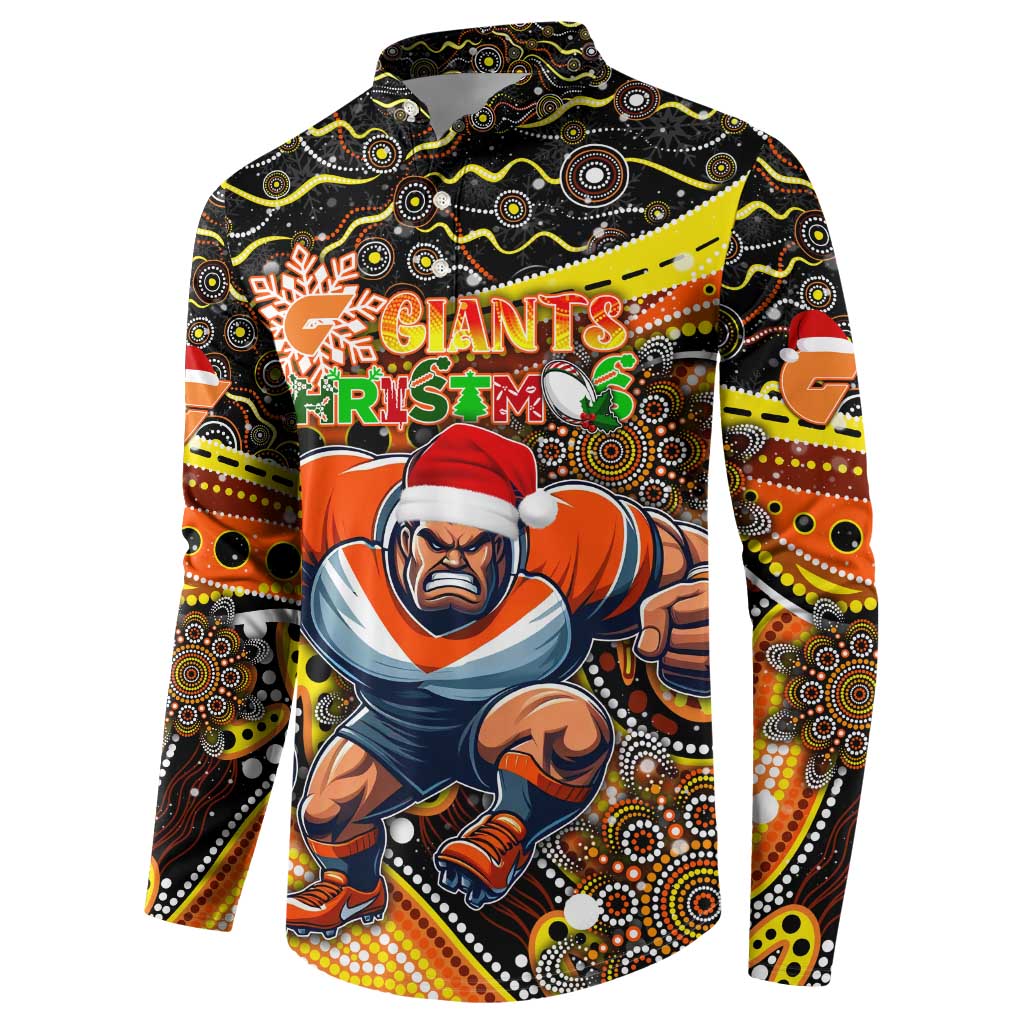 Merry Christmas AFL Giants Button Sweatshirt Aboriginal Santa Football Mascot