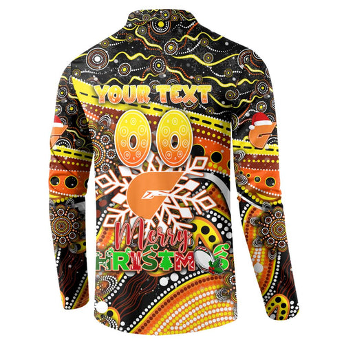 Merry Christmas AFL Giants Button Sweatshirt Aboriginal Santa Football Mascot