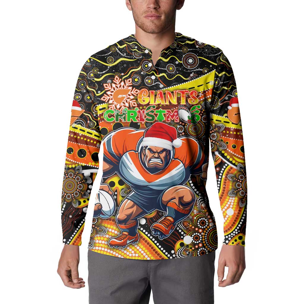 Merry Christmas AFL Giants Button Sweatshirt Aboriginal Santa Football Mascot
