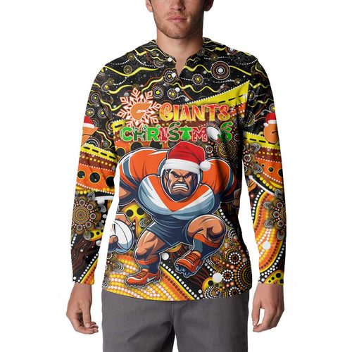 Merry Christmas AFL Giants Button Sweatshirt Aboriginal Santa Football Mascot