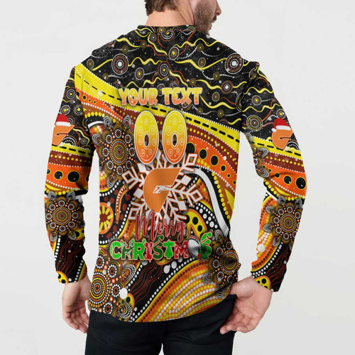 Merry Christmas AFL Giants Button Sweatshirt Aboriginal Santa Football Mascot