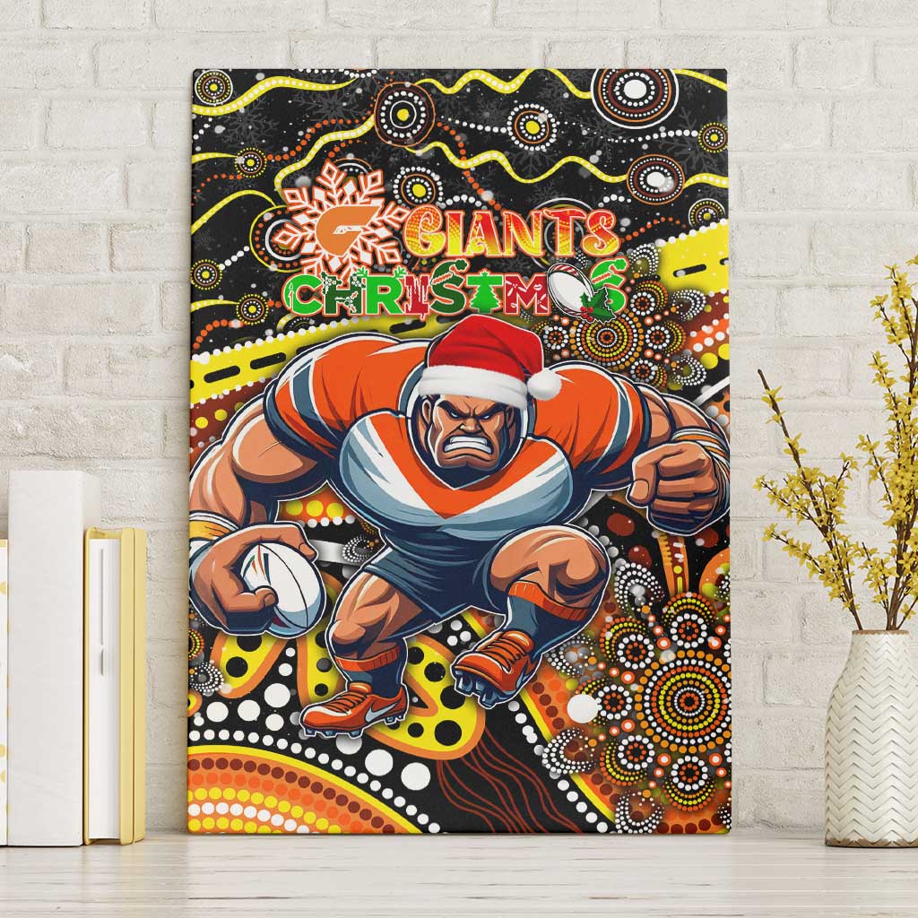Merry Christmas AFL Giants Canvas Wall Art Aboriginal Santa Football Mascot
