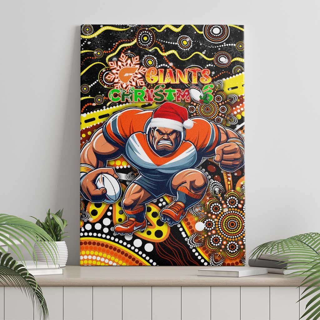 Merry Christmas AFL Giants Canvas Wall Art Aboriginal Santa Football Mascot
