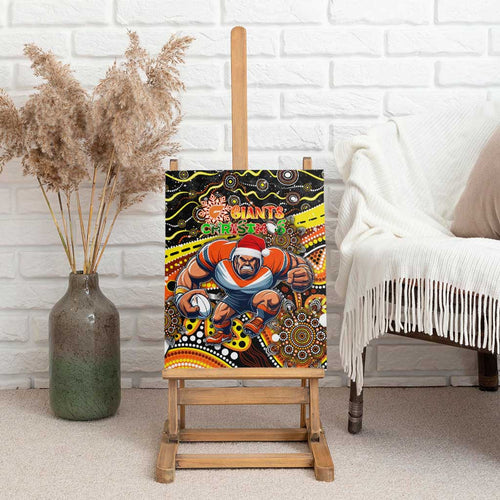 Merry Christmas AFL Giants Canvas Wall Art Aboriginal Santa Football Mascot