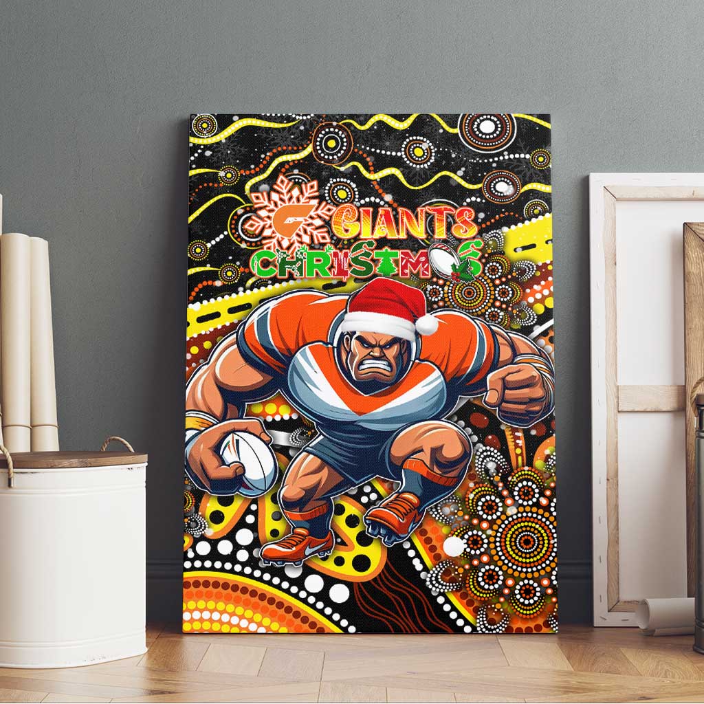 Merry Christmas AFL Giants Canvas Wall Art Aboriginal Santa Football Mascot