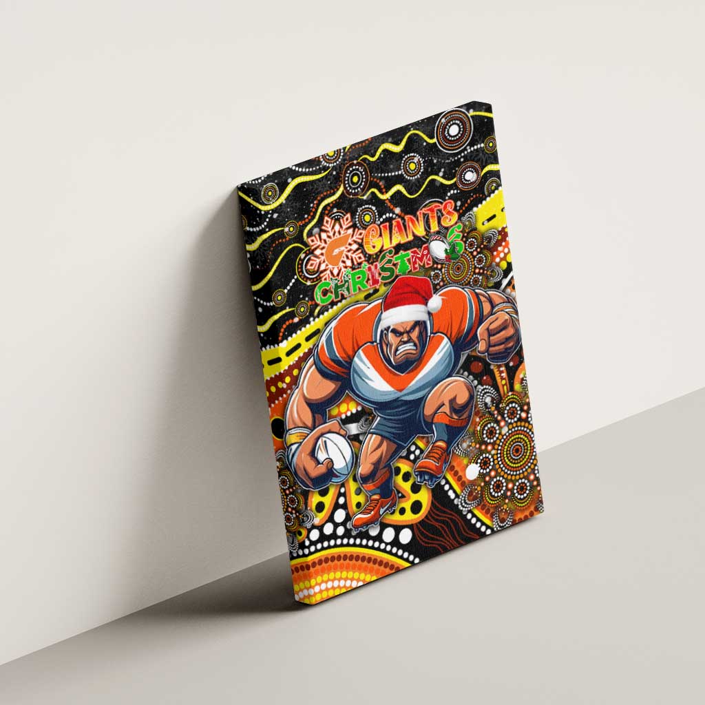 Merry Christmas AFL Giants Canvas Wall Art Aboriginal Santa Football Mascot