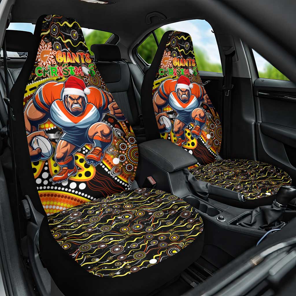 Merry Christmas AFL Giants Car Seat Cover Aboriginal Santa Football Mascot
