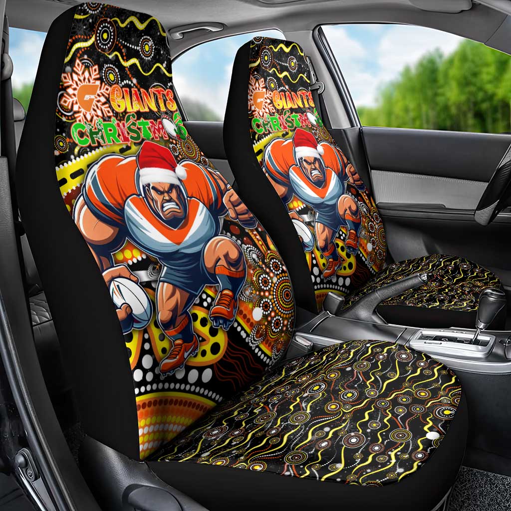 Merry Christmas AFL Giants Car Seat Cover Aboriginal Santa Football Mascot