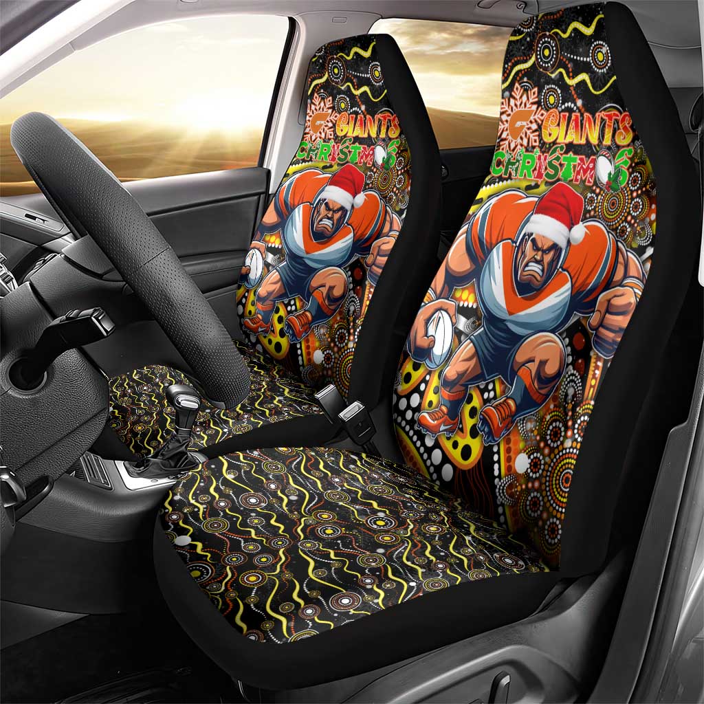 Merry Christmas AFL Giants Car Seat Cover Aboriginal Santa Football Mascot