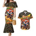 Merry Christmas AFL Giants Couples Matching Mermaid Dress and Hawaiian Shirt Aboriginal Santa Football Mascot