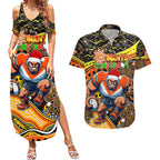 Merry Christmas AFL Giants Couples Matching Summer Maxi Dress and Hawaiian Shirt Aboriginal Santa Football Mascot
